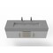 Castello Usa Nile 60" Wall Mounted Gray Vanity With Gray Top And Gold Handles CB-MC-60G-GLD-2053-GR - alternate 3